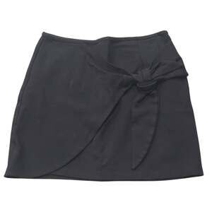 GB Gianni Bini Black Bow Faux Wrap Zip Up Mini Skirt